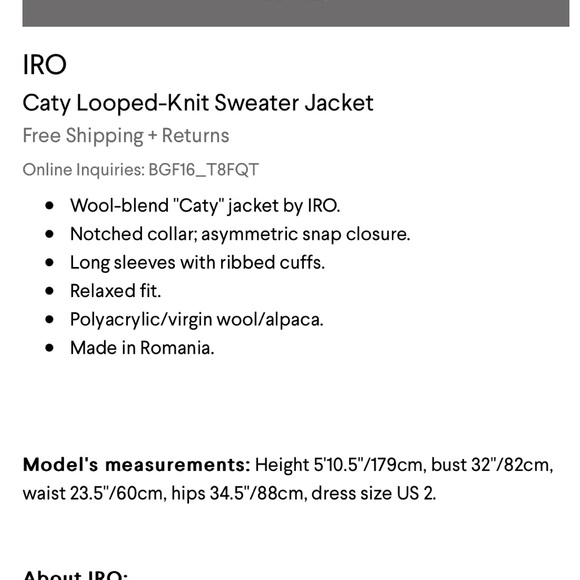 Iro Caty jacket sweater, size EU 38 - Picture 7 of 11